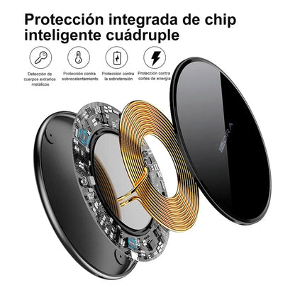 Cargador Inalámbrico 1Hora 15W Qi Wireless Charger Compatible Con iPhone/Motorola/Samsung/Huawei