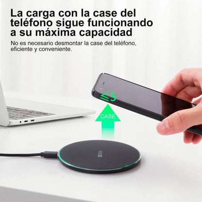 Cargador Inalámbrico 1Hora 15W Qi Wireless Charger Compatible Con iPhone/Motorola/Samsung/Huawei