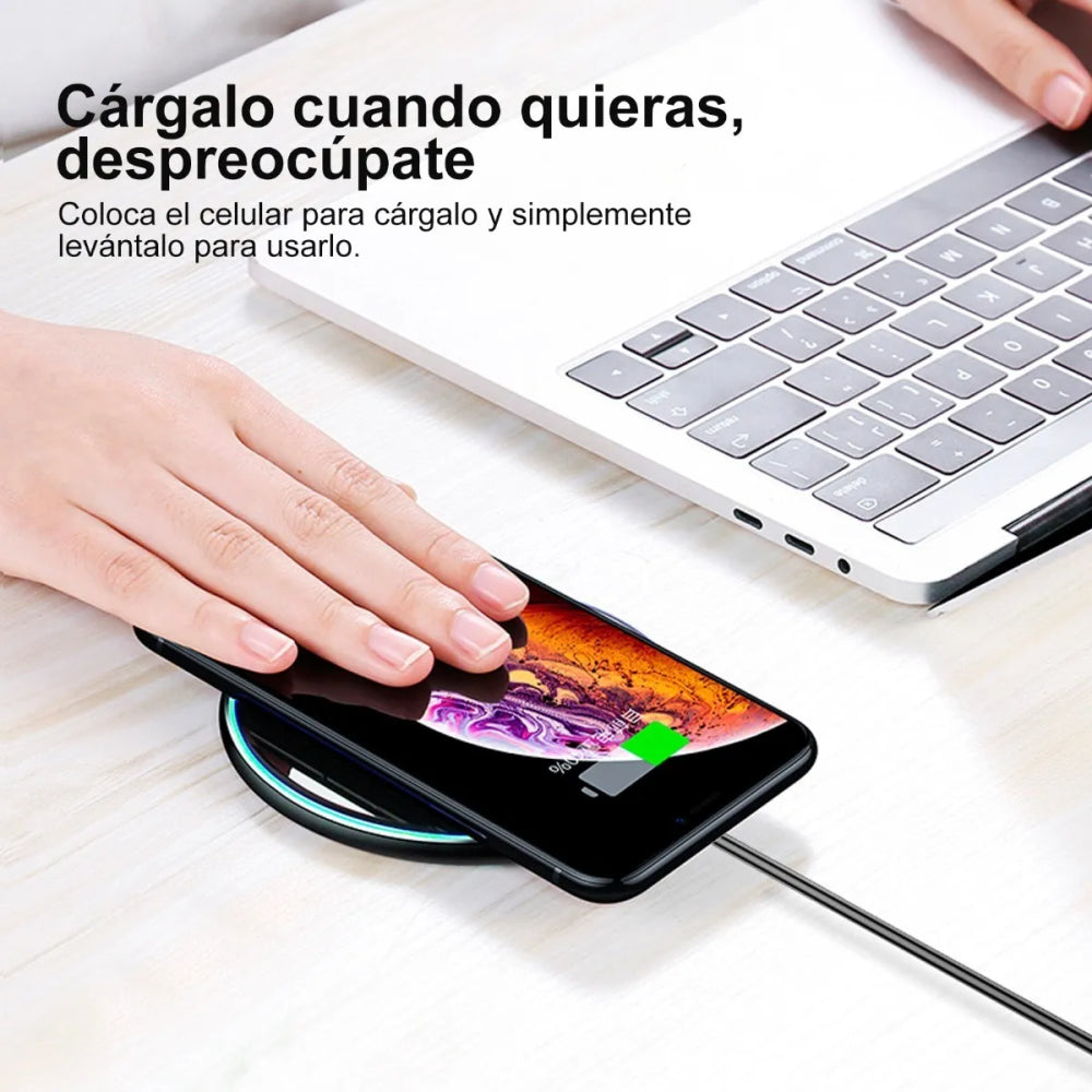 Cargador Inalámbrico 1Hora 15W Qi Wireless Charger Compatible Con iPhone/Motorola/Samsung/Huawei
