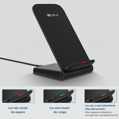 Cargador Inalámbrico 1Hora 15W Qi Wireless Charger con Cable 1M USB A C Compatible con iPhone/Motorola/Samsung/Huawei