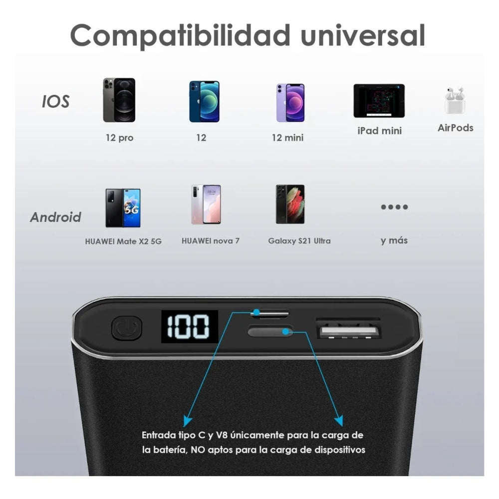 Power Bank Bateria Portátil 10.000mah Metalico GAR130