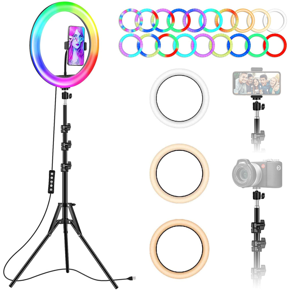 Aro De Luz LED Regulable 30cm Para Movil, Cámaras + Tripode - RGB