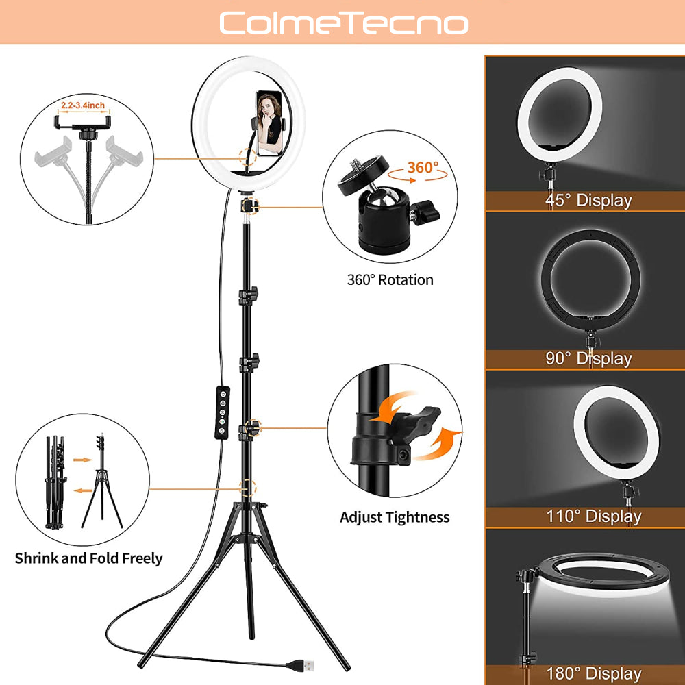Aro De Luz LED Regulable 30cm Para Movil, Cámaras + Tripode - RGB