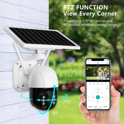 Cámara De Seguridad Exterior PTZ Wifi Red 4G SIM Panel Solar