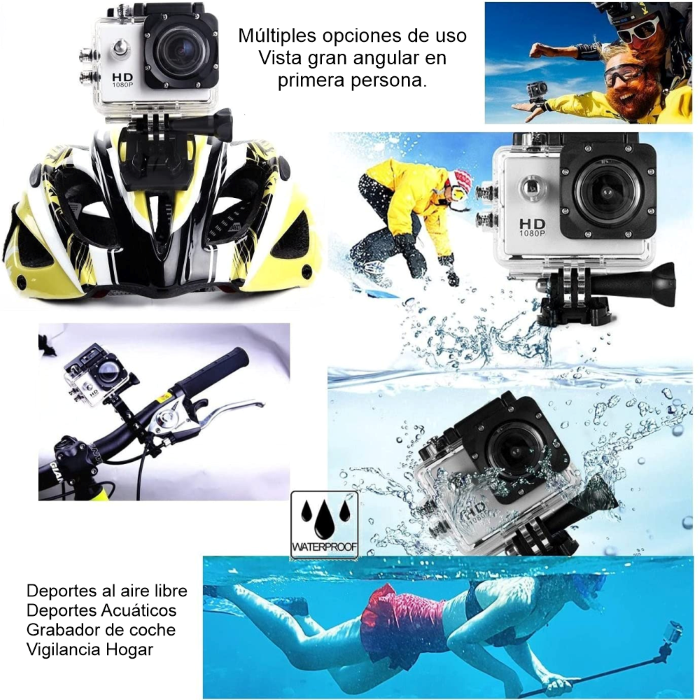 Cámara Deportiva Sumergible 30metros Sport Cam Hd 1080p