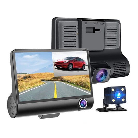 Cámara Para Carro DVR 3 En 1 Full HD 1080P Dual Dash Cam
