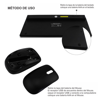 Combo Mini Teclado + Mouse Optico Inalámbrico USB K-03