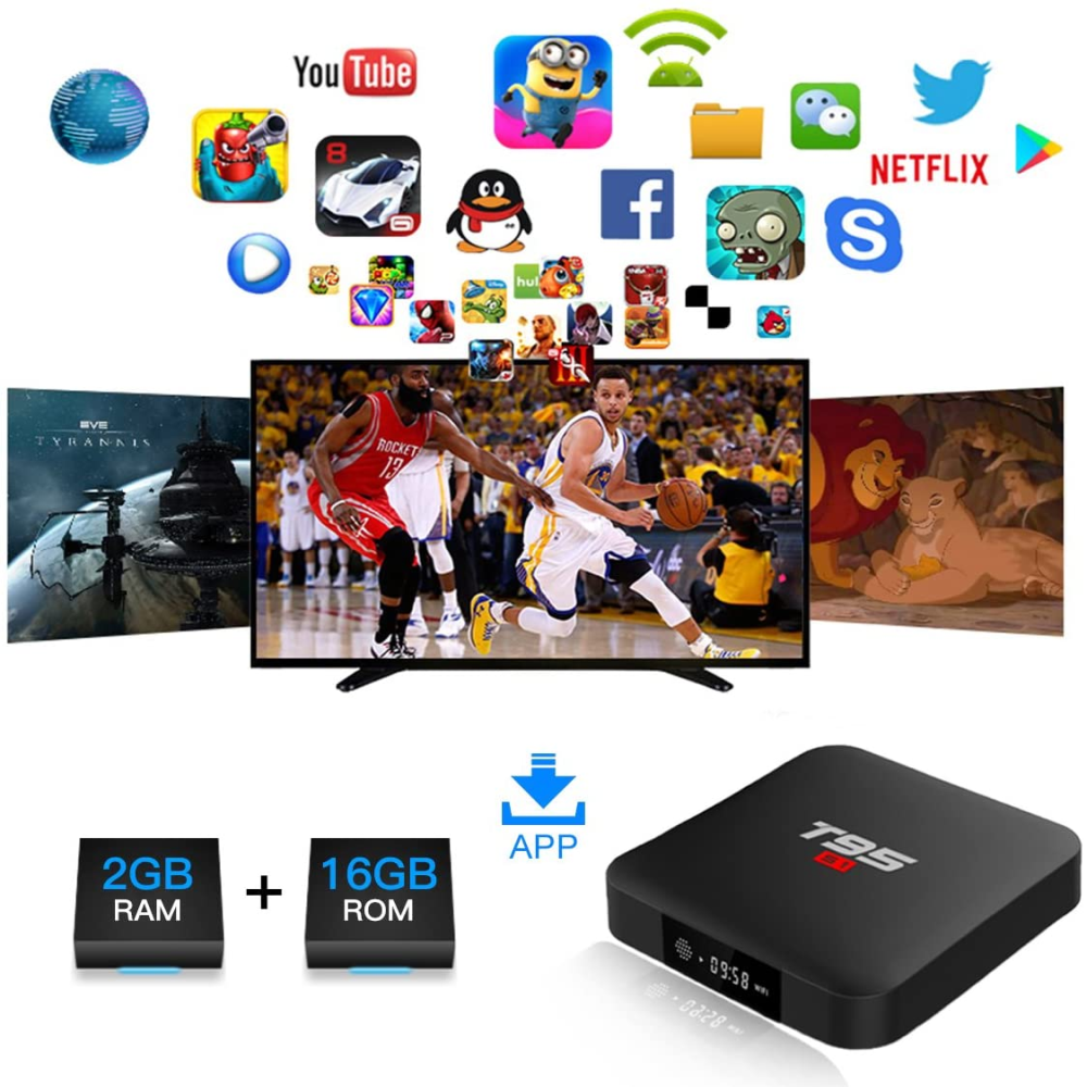 Convertidor A Smart Tv Box Wifi 2.4G Sistema Android 2Gb T95
