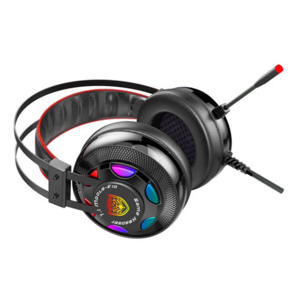 Diadema Gamer Rgb Microfono Bajos Profundos Auriculares V10