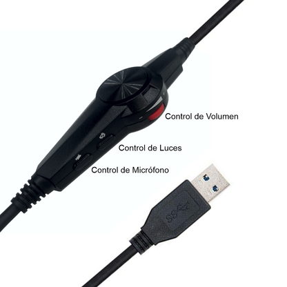 Diadema Gamer Rgb Microfono Bajos Profundos Auriculares V10