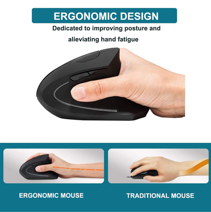 Mouse Ergonomico Vertical Inalambrico 2.4g Recargable USB