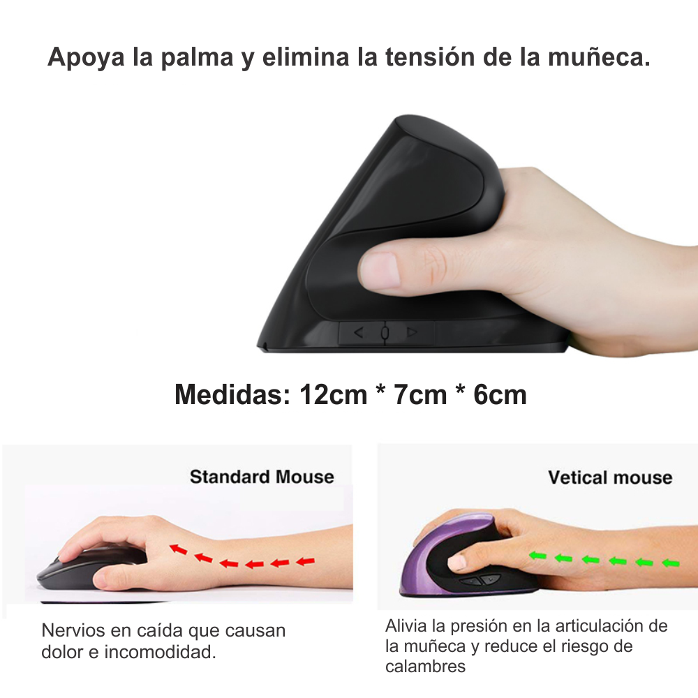 Mouse Óptico Vertical Ergonómico Inalámbrico Weibo WB-881