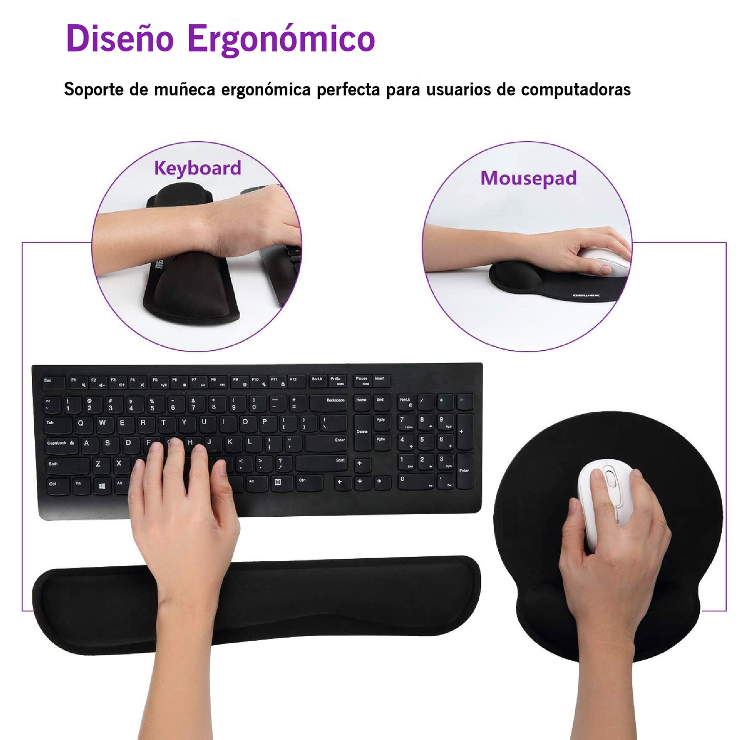 Pad Mouse + Reposa Muñecas Teclado Espuma Elastic Ergonómico