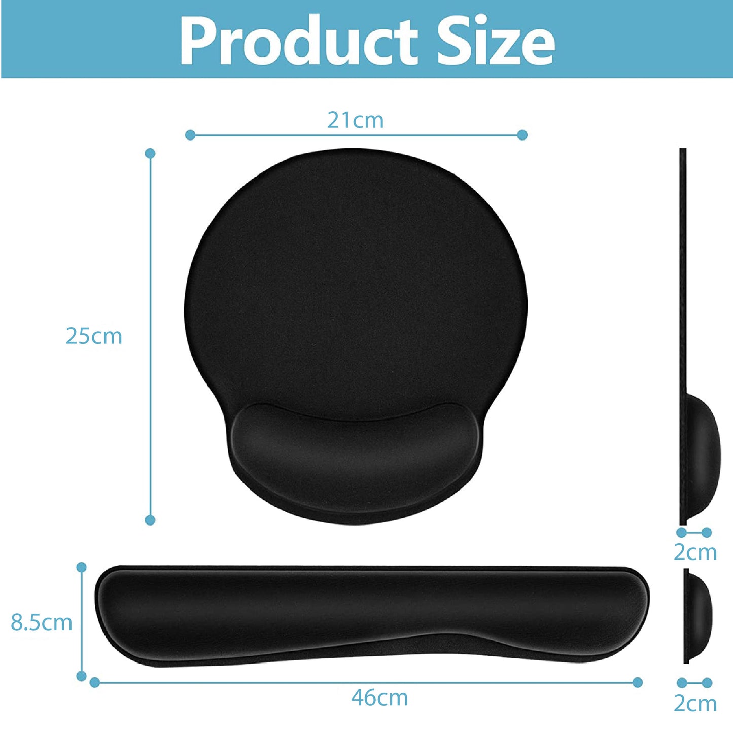 Pad Mouse + Reposa Muñecas Teclado Espuma Elastic Ergonómico