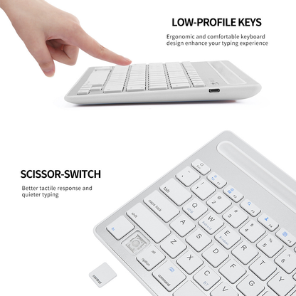 Teclado Inalambrico Recargable Bluetooth 2 Canales Multi Dispositivo