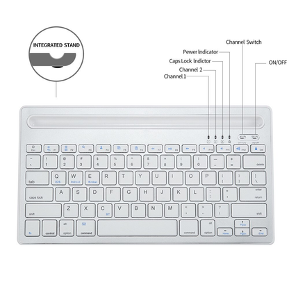 Teclado Inalambrico Recargable Bluetooth 2 Canales Multi Dispositivo