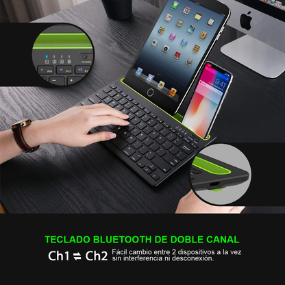 Teclado Inalambrico Recargable Bluetooth 2 Canales Multi Dispositivo