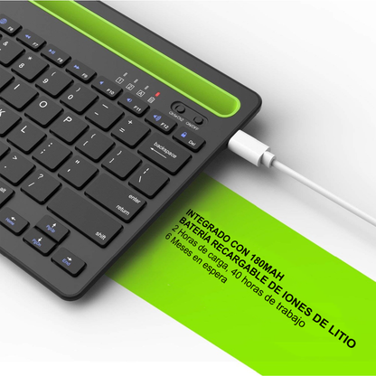 Teclado Inalambrico Recargable Bluetooth 2 Canales Multi Dispositivo